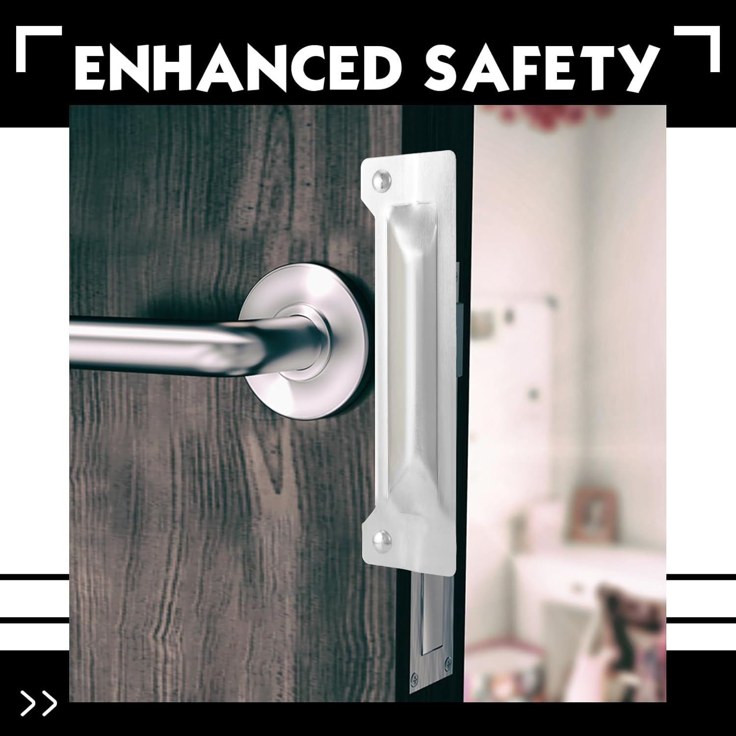 Landhoow 6 Pcs 3" x 11" Latch Guard Plate Cover Electroplated Carbon Steel Door Latch Cover Latch Protector Door Security Strike Plate Against Forced Entry โ image 4