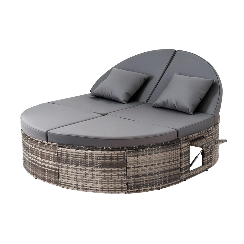 Gardeon Outdoor Day Bed Sun Lounge Setting Wicker Lounger Patio Furniture w/ Retractable Side Tray โ image 2
