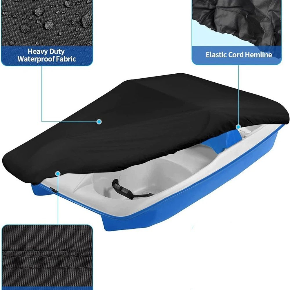 Pedal Boat Cover,Heavy Duty Waterproof & Anti-UV Paddle Boat Cover,210D Coated Oxford Fabric with Elastic Hem (286x122cm Black,Only cover) โ image 2