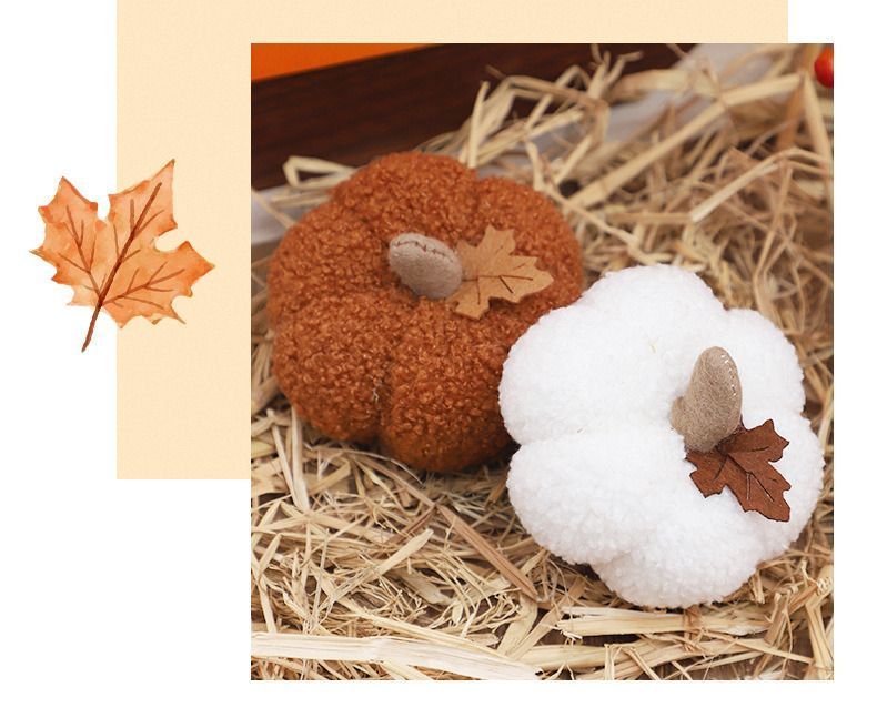 Assorted Fabric Plush Pumpkin Decor Set, Orange Coffee White Pumpkin Ornaments, All-In-One Props For Halloween, Thanksgiving And Christmas Window & Table ā image 6