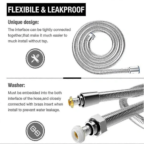 5 m Extra Long Stainless Steel Shower Hose, Solid Brass Connector, Universal Anti-Burst Design, G1/2 Thread, Chrome Finish — image 5