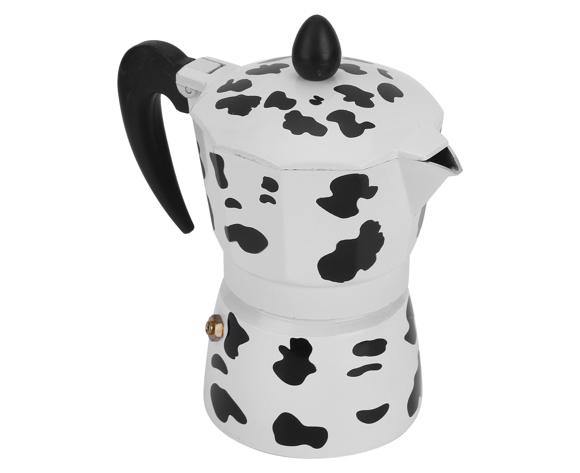 Aluminum Coffee Pot Kettle, Moka Maker for Home Use, Milk Cow Color, 3 Cups, 150ml โ image 5