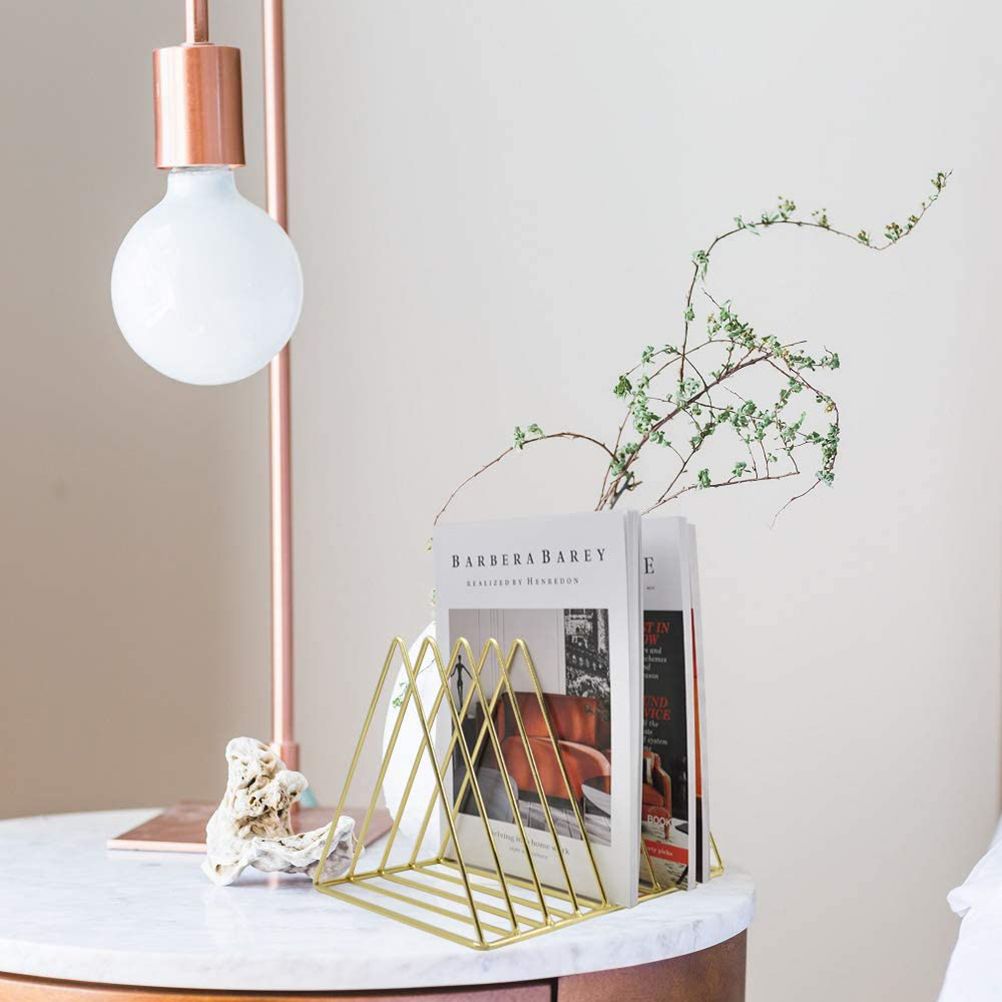 File Holder Organizer Triangle Record Album Holder Magazine Wire Rack Desk Storage Decor for Home Office — image 4