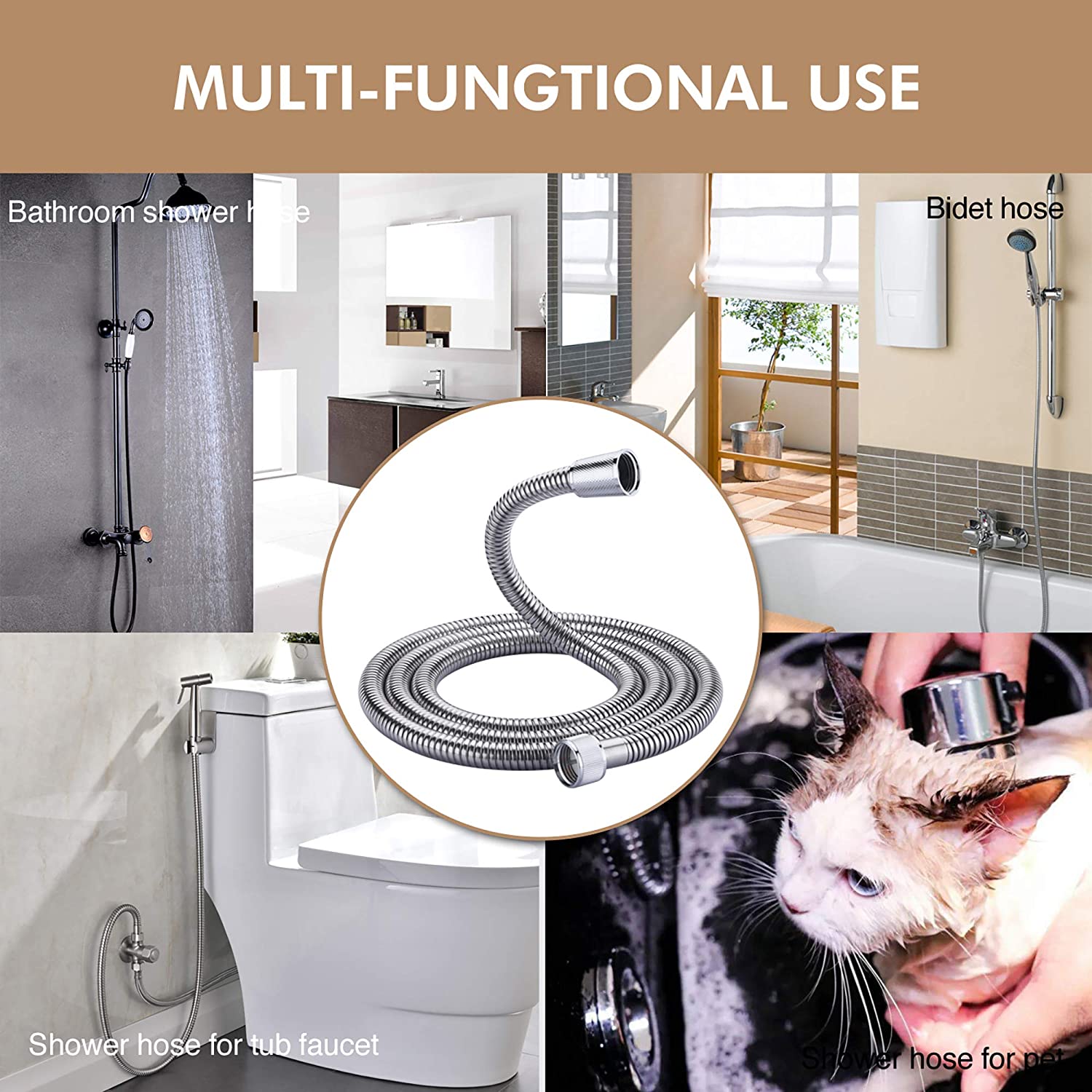 Shower hose Stainless steel 2.5 meters — image 3
