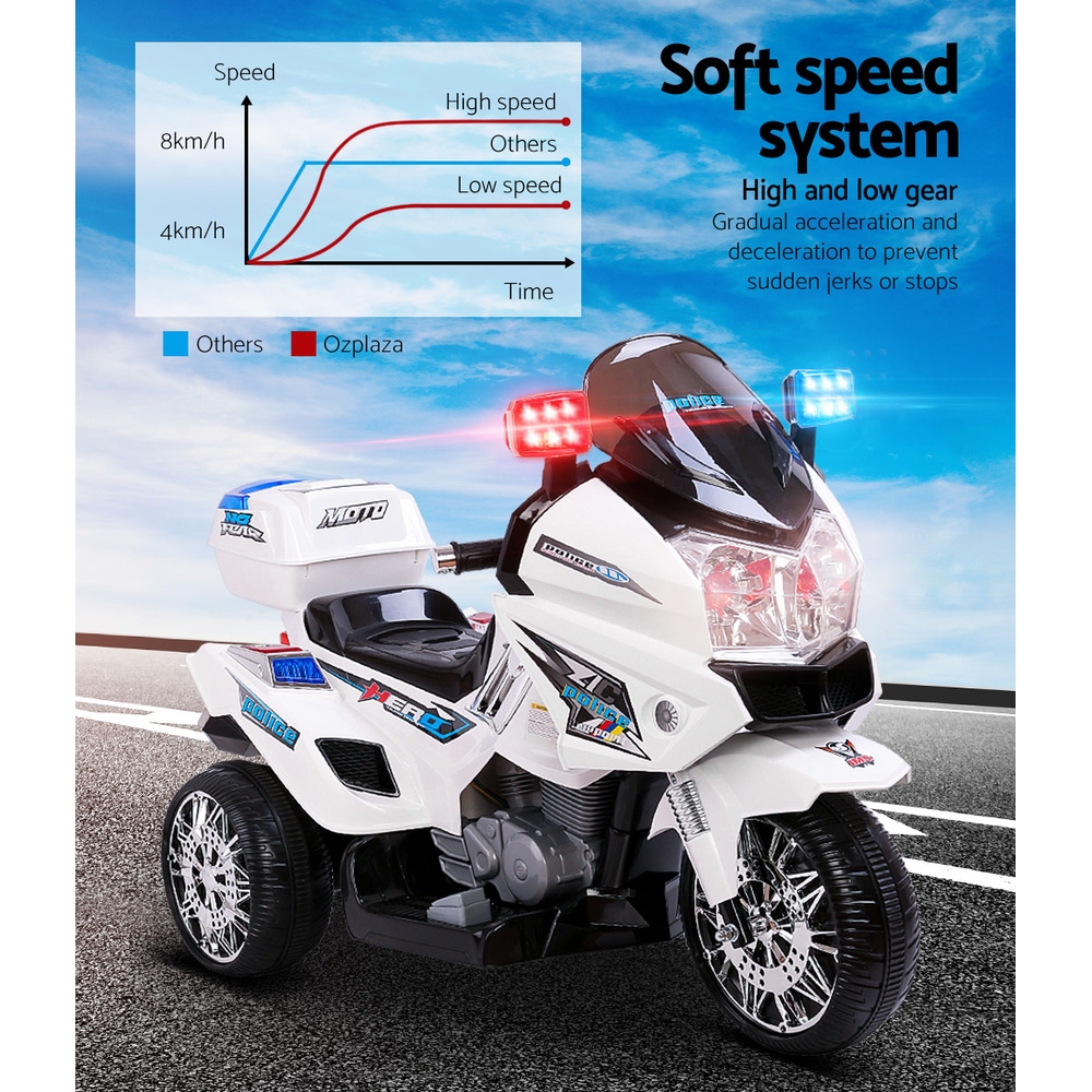 Rigo Kids Electric Ride On Patrol Police Car BMW-Inspired S1K 6V Battery White โ image 4