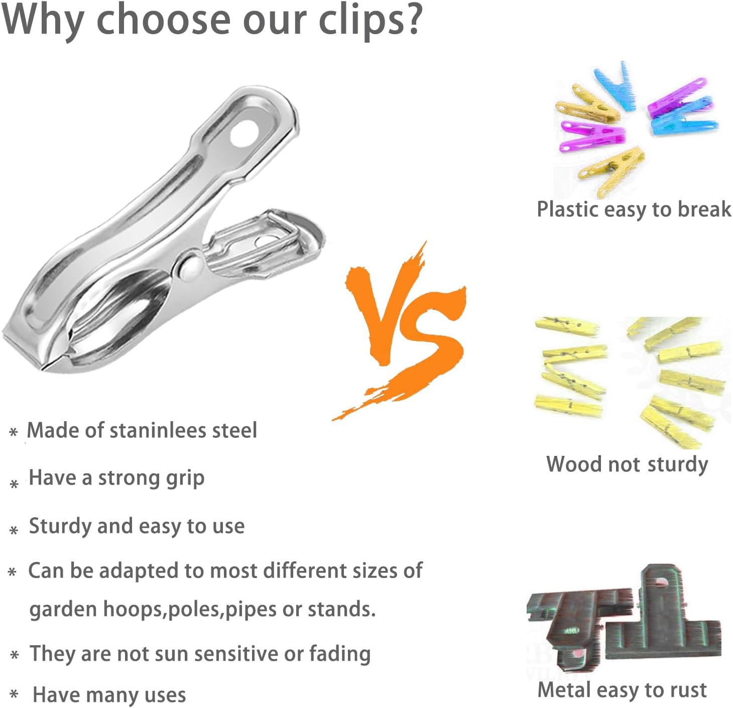 40 PCS Garden Clips, Greenhouse Clamps Made of Stainless Steel, Greenhouse Clips for Netting, Have a Strong Grip to Hold Down the Shade Cloth or Plant Cover on โ image 4