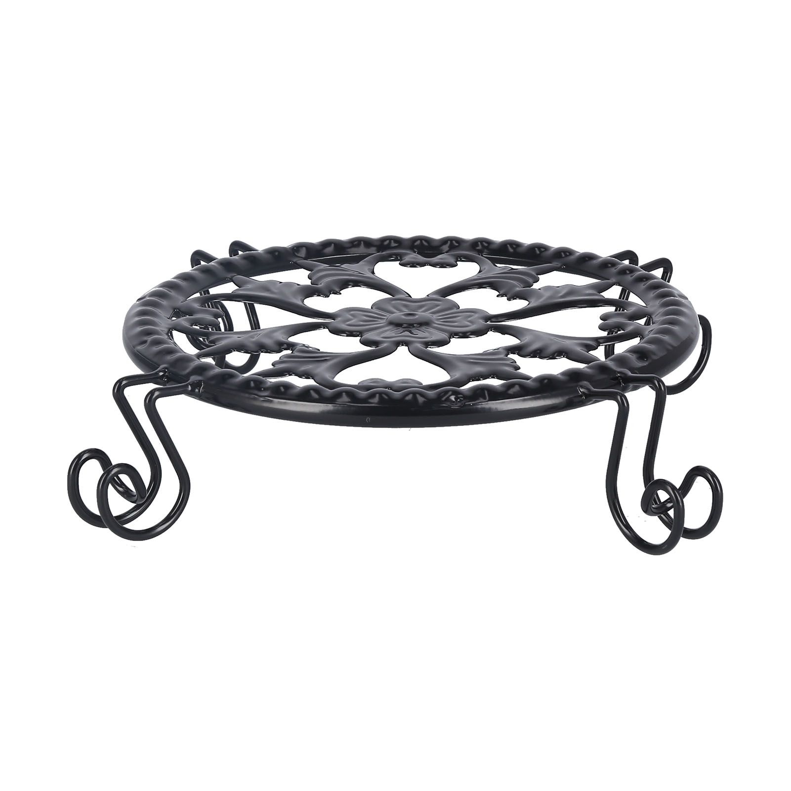 Flower Pot Stand Black Elegant Light Weight Stable Wrought Iron Plant Riser for Living Room Balcony Office โ image 6