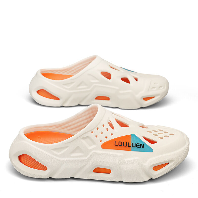 Men's Summer EVA Crocs with 3 Color Options - Breathable, Non-Slip, Comfortable Beach & Casual Sandals(white&orange-38-39) โ image 5