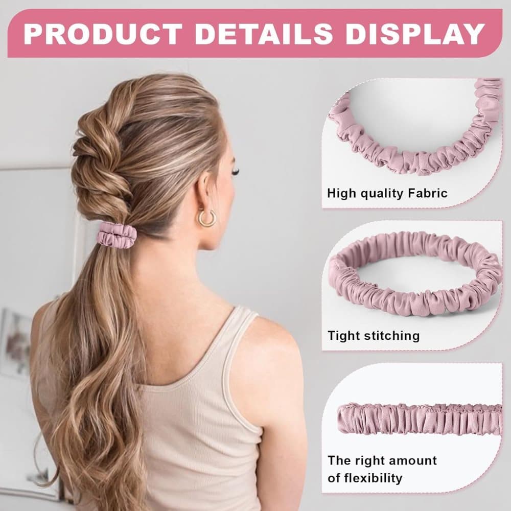 6-Pack Silk Scrunchies Hair Bands 100% Mulberry Silk Gentle No Damage High Elasticity, 16 Momme — image 4