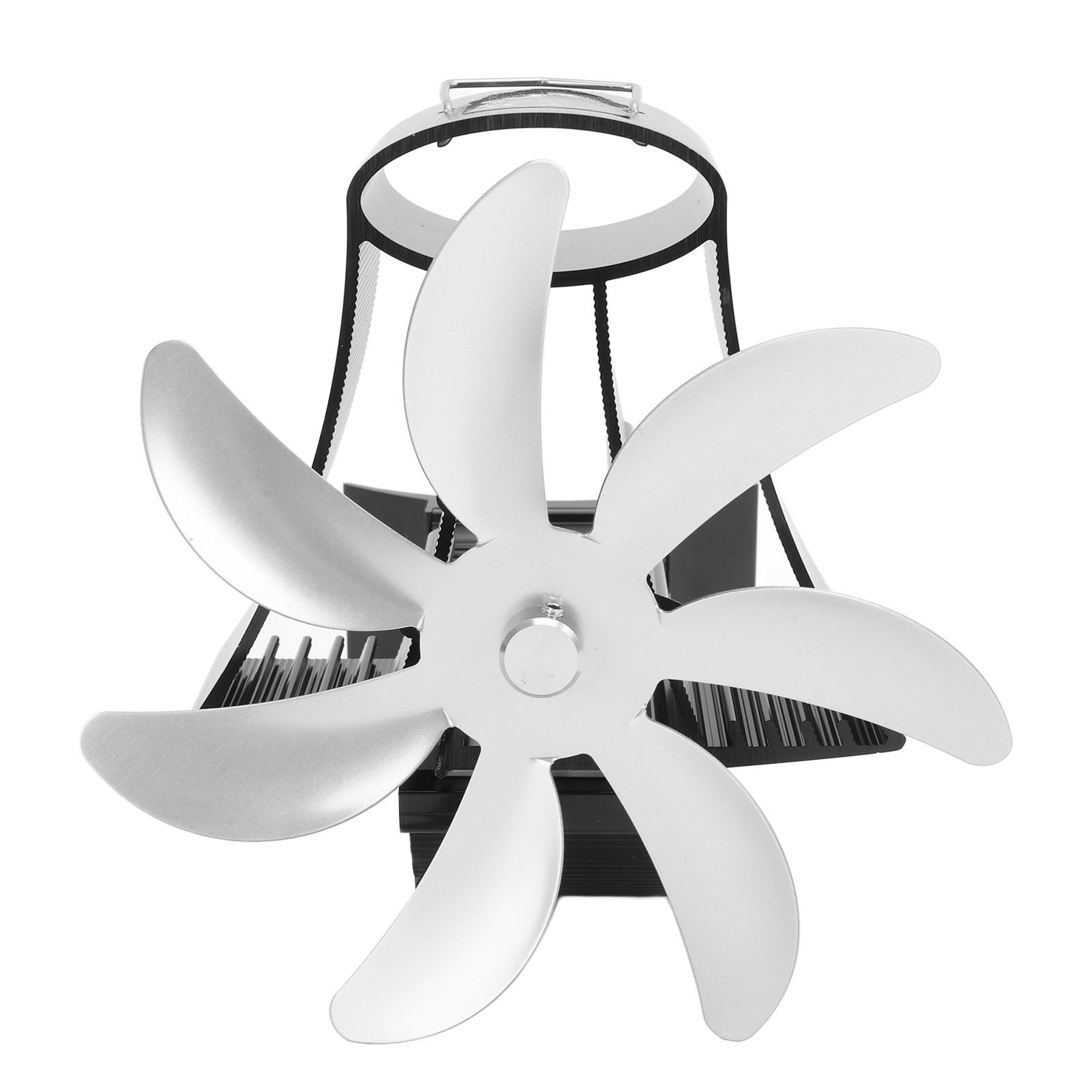 Wood Stove Fan Pipe Fireplace Fan 7 Blades Stove Fan On Chimney Silent Motors Heat Powered Wood Stove Fan Magnetic Wall Mount Silver โ image 3