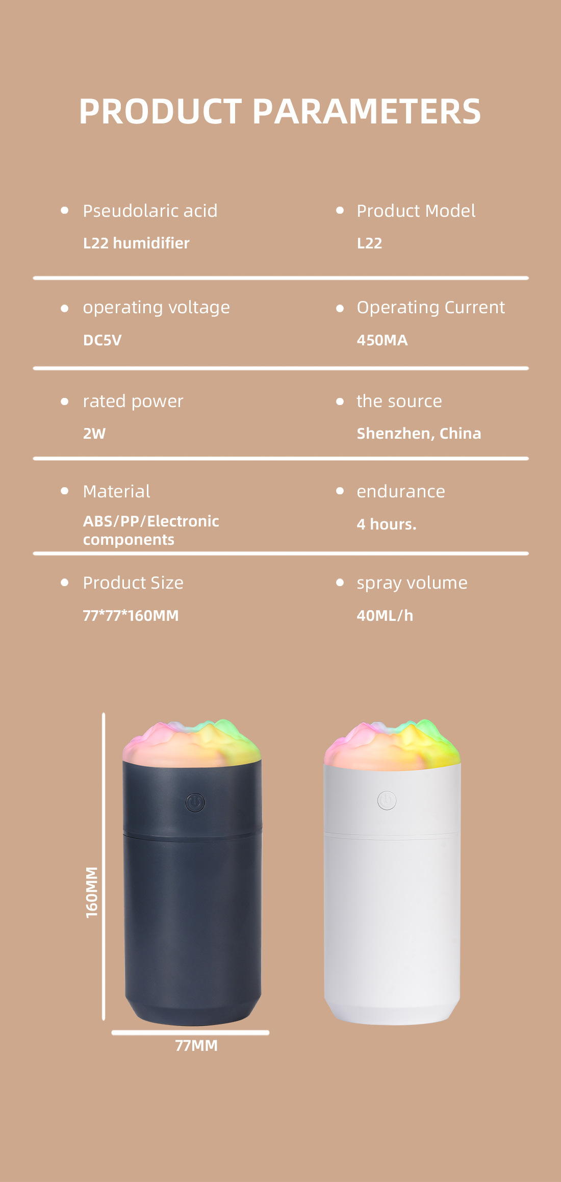 2PCS Blue Portable 350ML LED Desk Humidifier with Non-Wet Design - Silent Cool Mist for Home, Office, and Car โ image 5