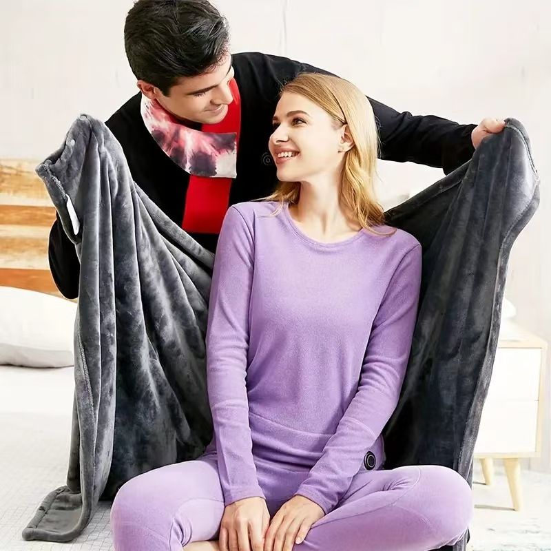 Gray Heated Wearable Blanket with Carbon Fiber Core & Adjustable Heat โ image 3