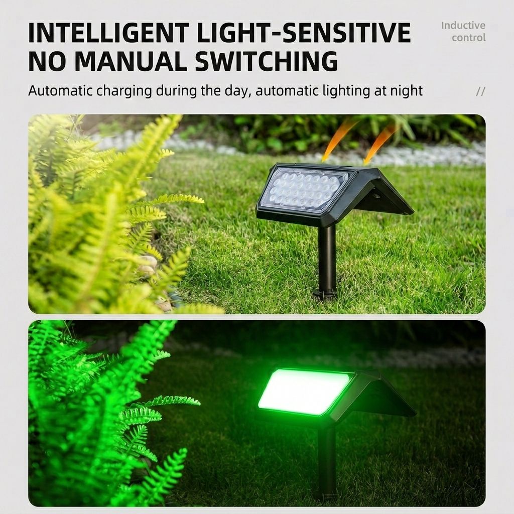 Solar Powered Outdoor RGB Landscape Spotlight with 7 Fixed Colors and Auto On/Off, IP65 Waterproof Multi-Color Accent Light for Garden, Pathway — image 4