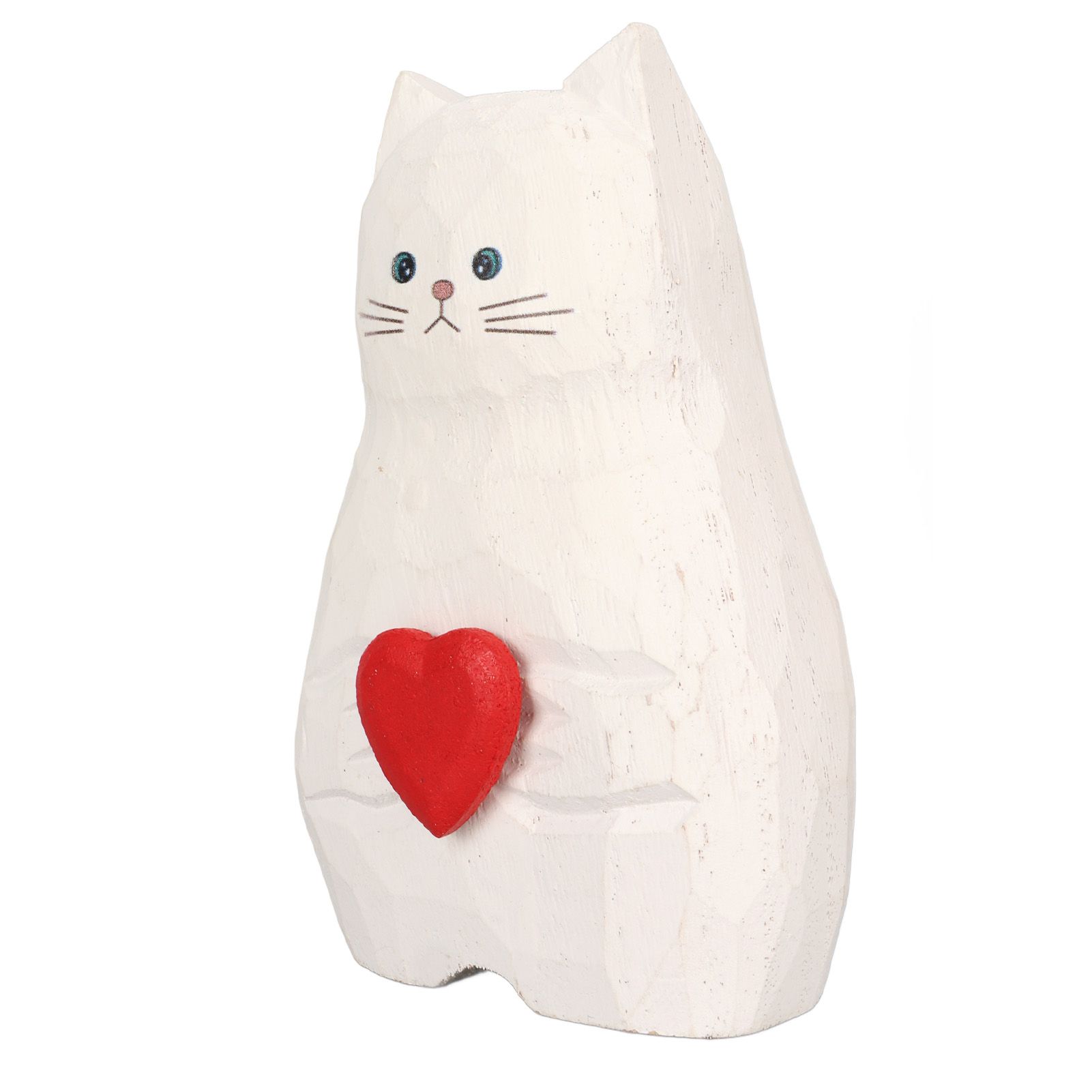 Cat Statue Flower Vase White Handmade Textured Wooden Cat Vase for Thanksgiving Day Gift Cat Lovers โ image 5