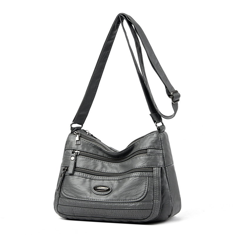 Black Women's Soft Washed PU Leather Crossbody Bag - Multi-Pocket Casual Shoulder Purse for Everyday Organization โ image 3