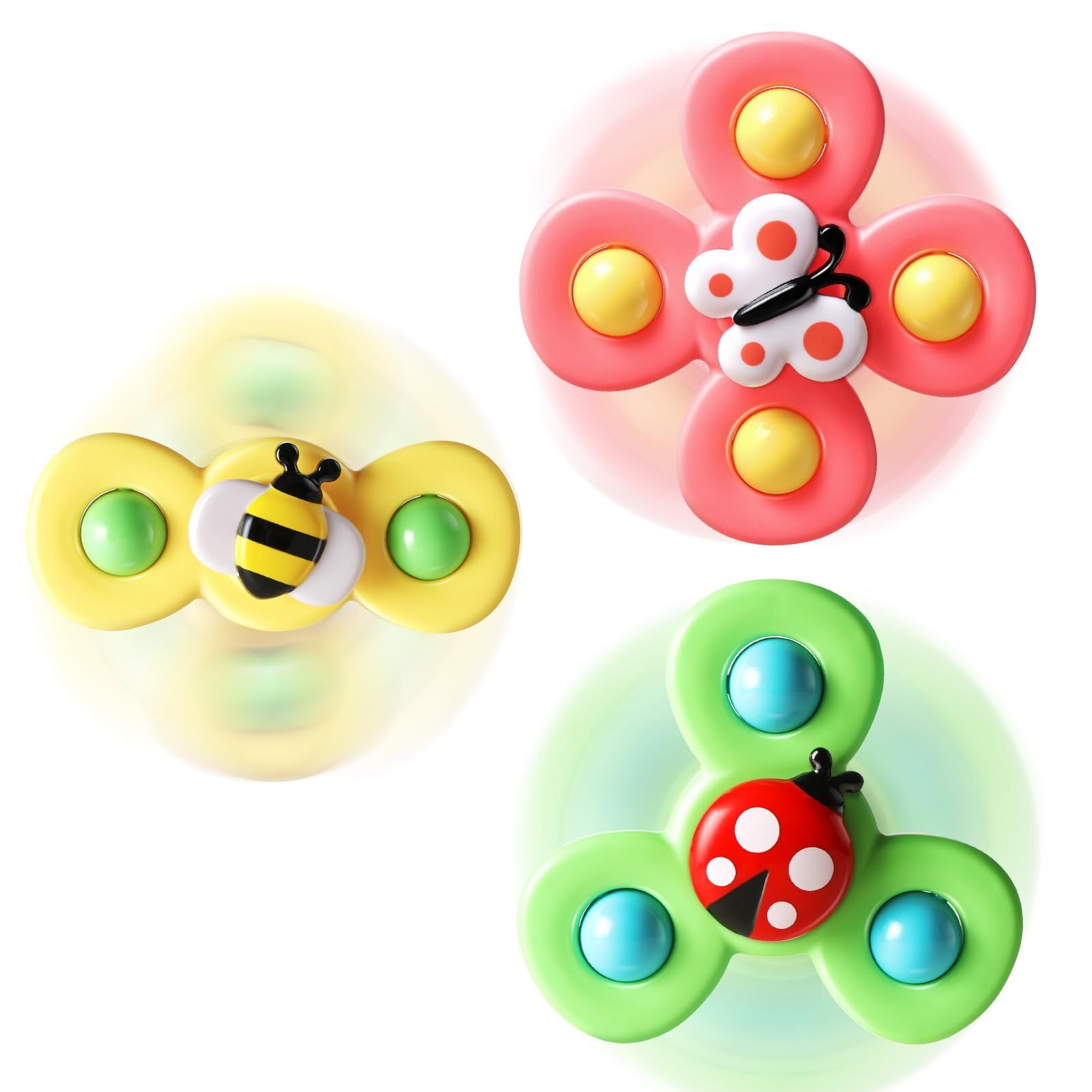 3pcs,Suction cup rotating toys in the bathroom, children's fingertip rotating suction cups for bathing and playing in water