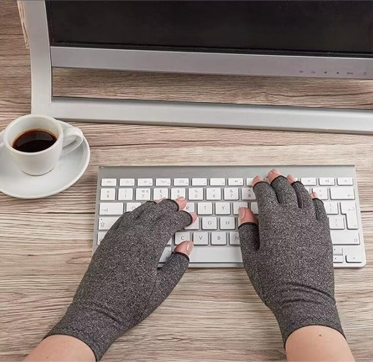 Fingerless Gloves, Wrist Warmers, Fingerless, Travel and Daily Winter Wear, 19.2 x 7.7 cm, Grey โ image 4