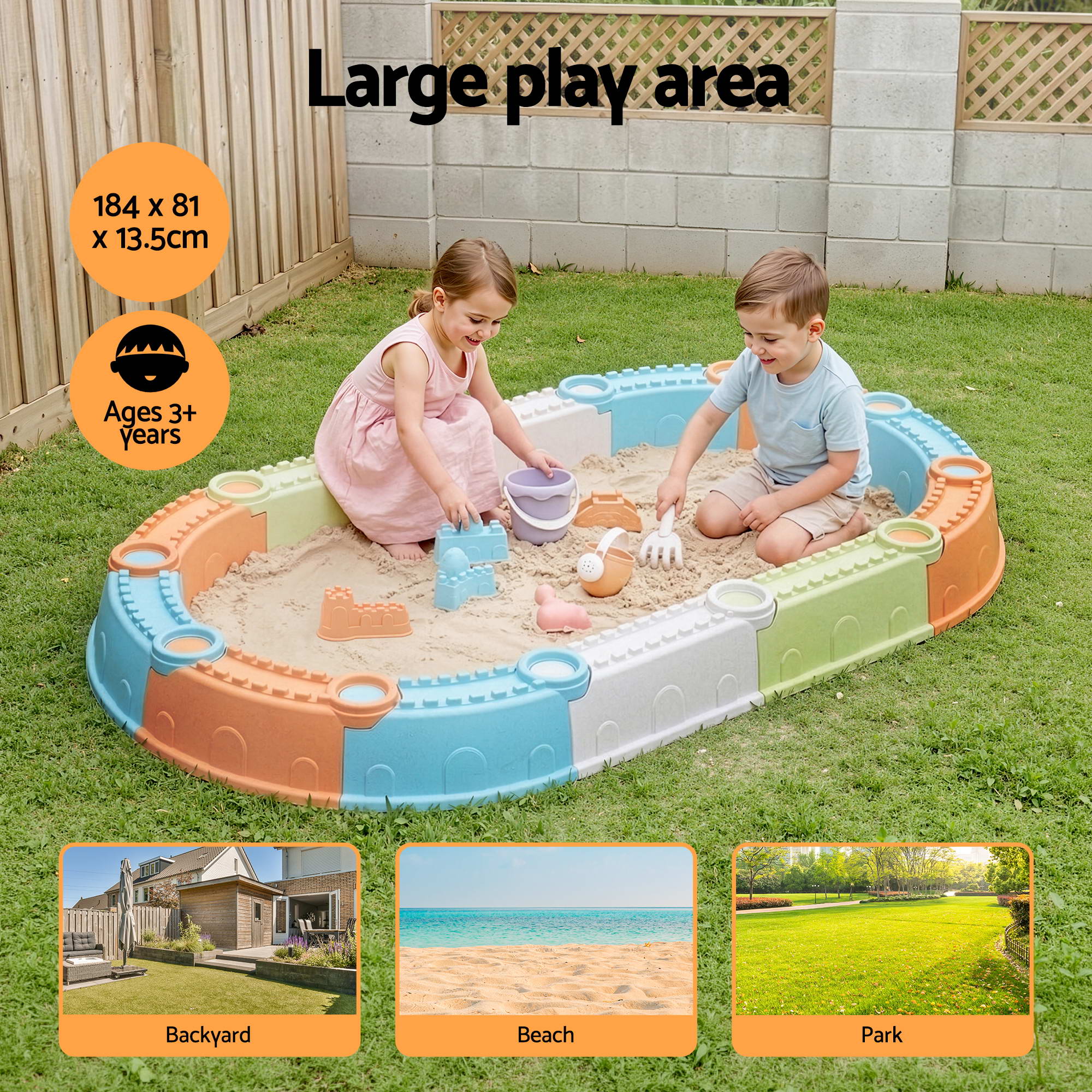 Keezi Kids Sandpit Set Beach Toys Sand Box Outdoor Backyard Play Area โ image 5