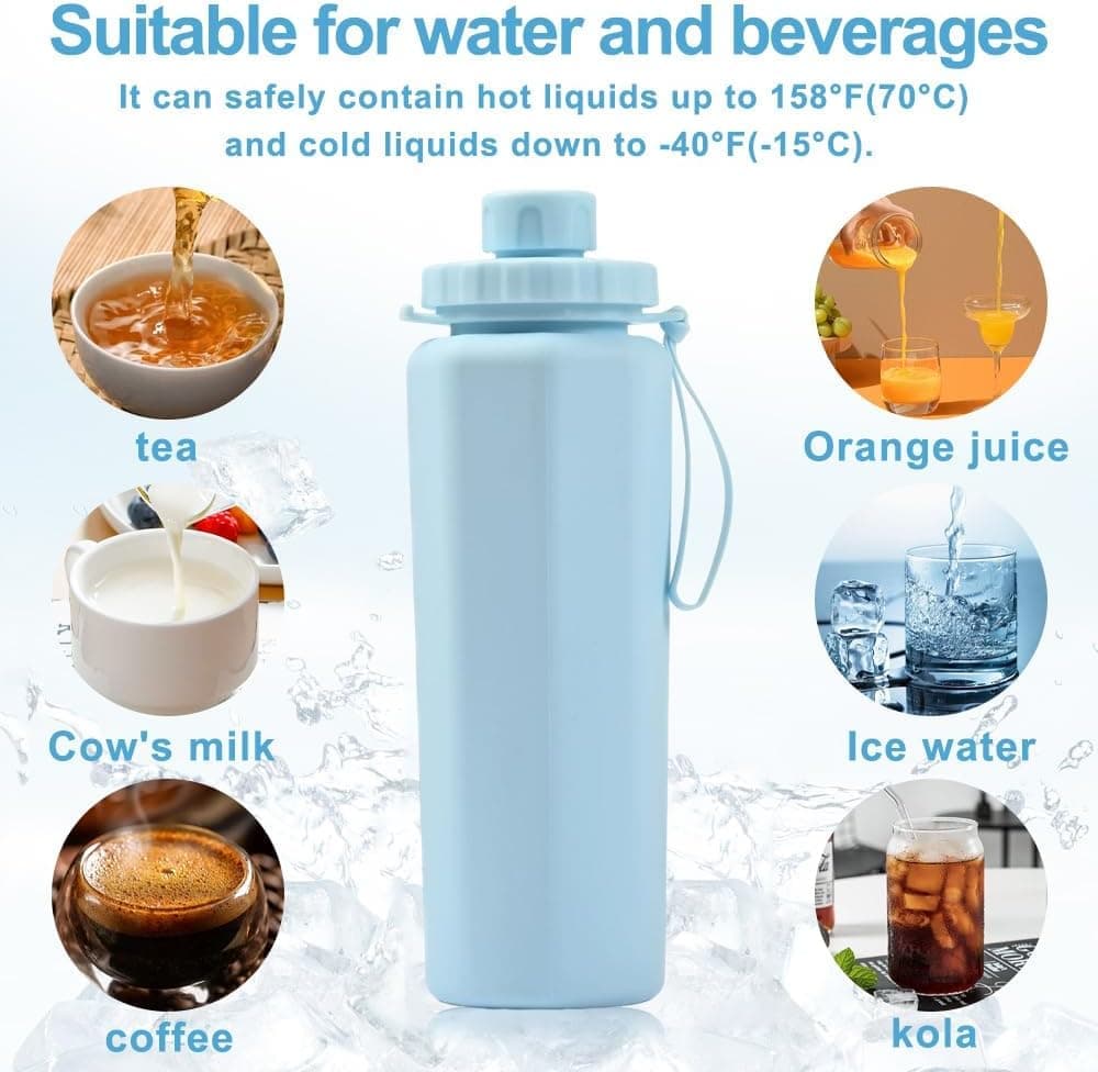 Foldable Water Bottle 600ml BPA-Free Lightweight for Travel Gym Camping, Purple — image 5