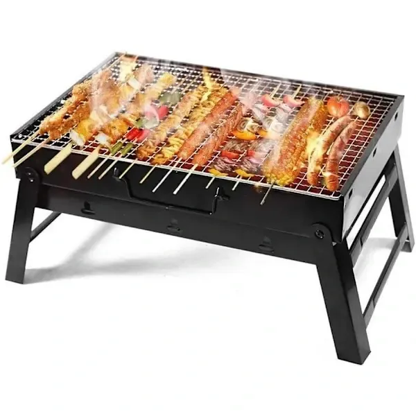 1 Piece Foldable Charcoal Grill with Carry Case, Heat-Resistant Portable BBQ for Camping, Hiking and Garden Use, Black, 35 cm — image 2