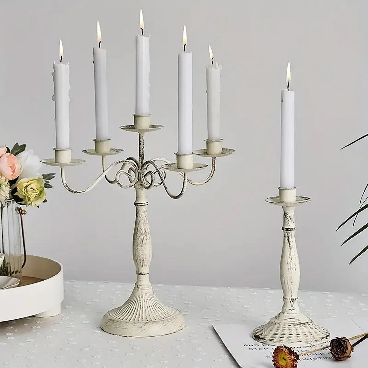 Vintage 1/3/5 Arm Candle Holder Decorative Ornament for Hotel Home Decoration - 3 Arms โ image 5