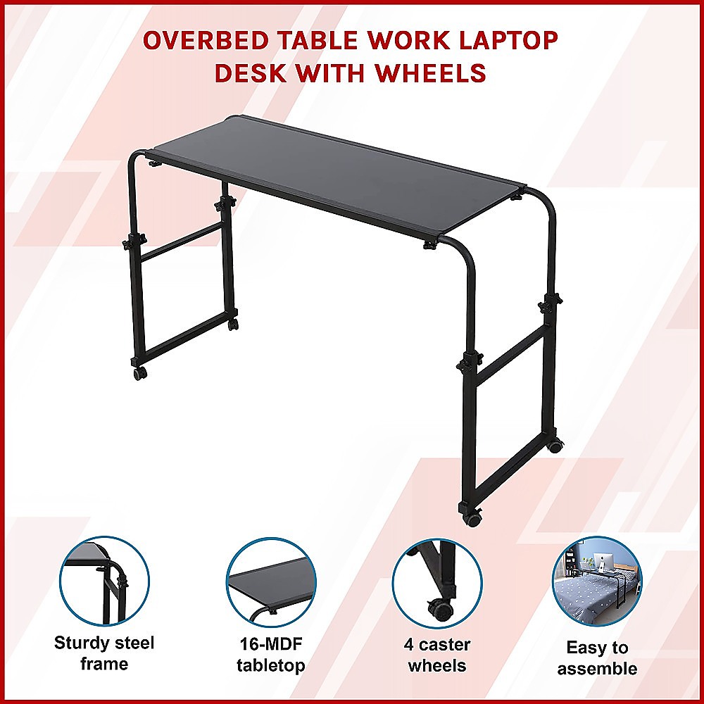Overbed Table Work Laptop Desk with Wheels — image 3