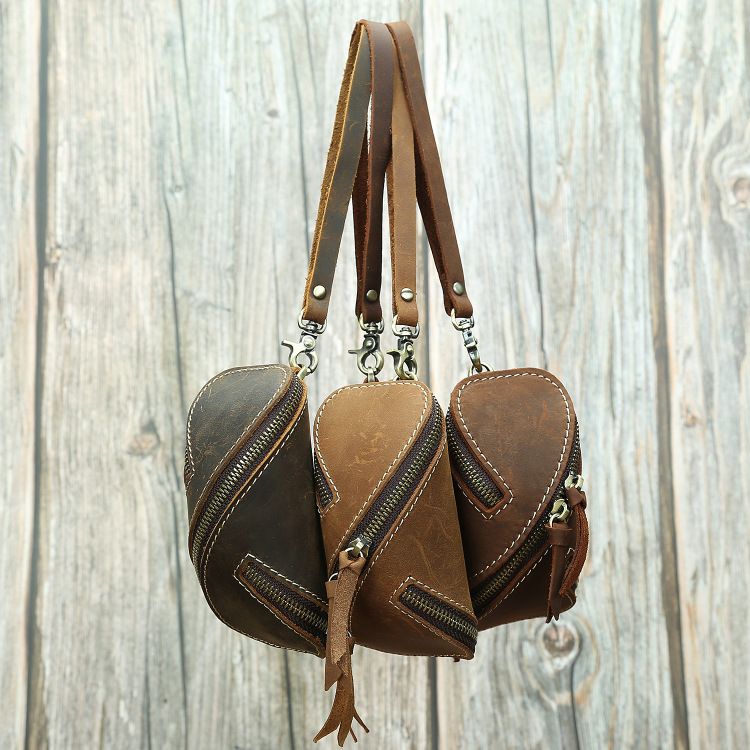 Top-Grain Crazy Horse Leather Handmade Key Pouch, Natural Texture × Vintage Feel, More Stories with Age/Tangcao — image 3