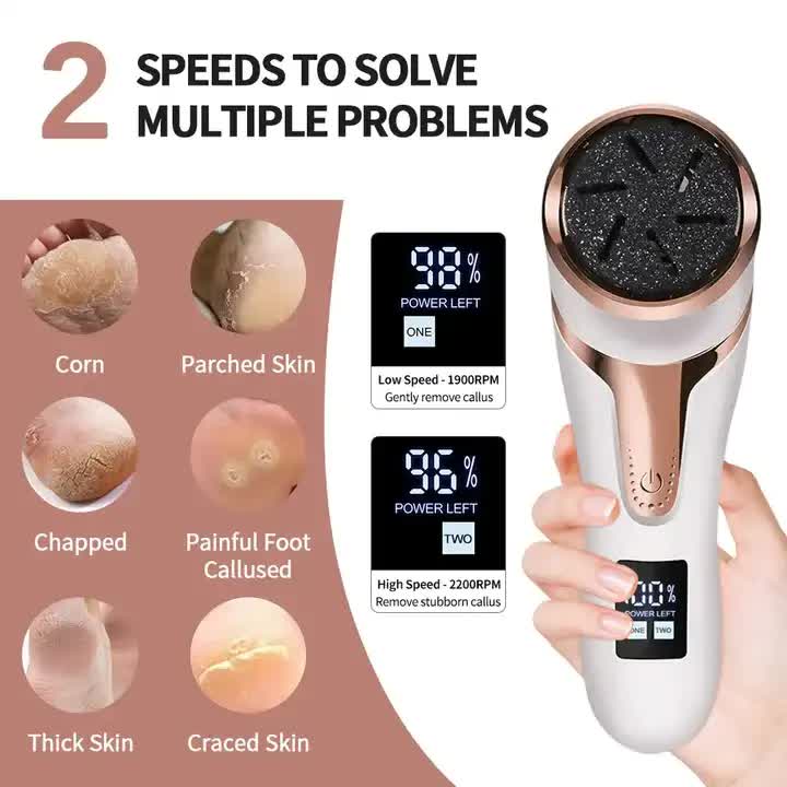 White Electric Foot Callus Remover - Rechargeable Waterproof Pedicure Tool with Automatic Dead Skin Removal — image 2