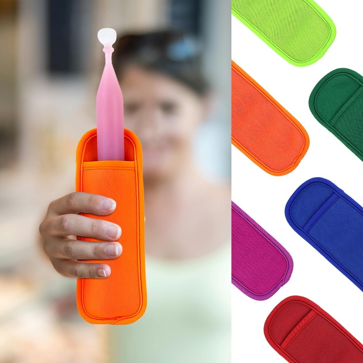 6 Pieces Ice Pop Neoprene Insulator Sleeves Reusable Popsicle Holders Ice Popsicles Bags Ice Pop Sleeves Popsicle Holder Sleeves Ice Pop Stick Sleeves(6 — image 6
