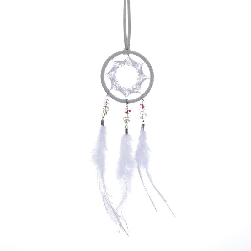 Car Mirror Hanging Accessories for Women,Ornament Pendant White Feather Dream Catcher for Car Rear View Mirror
