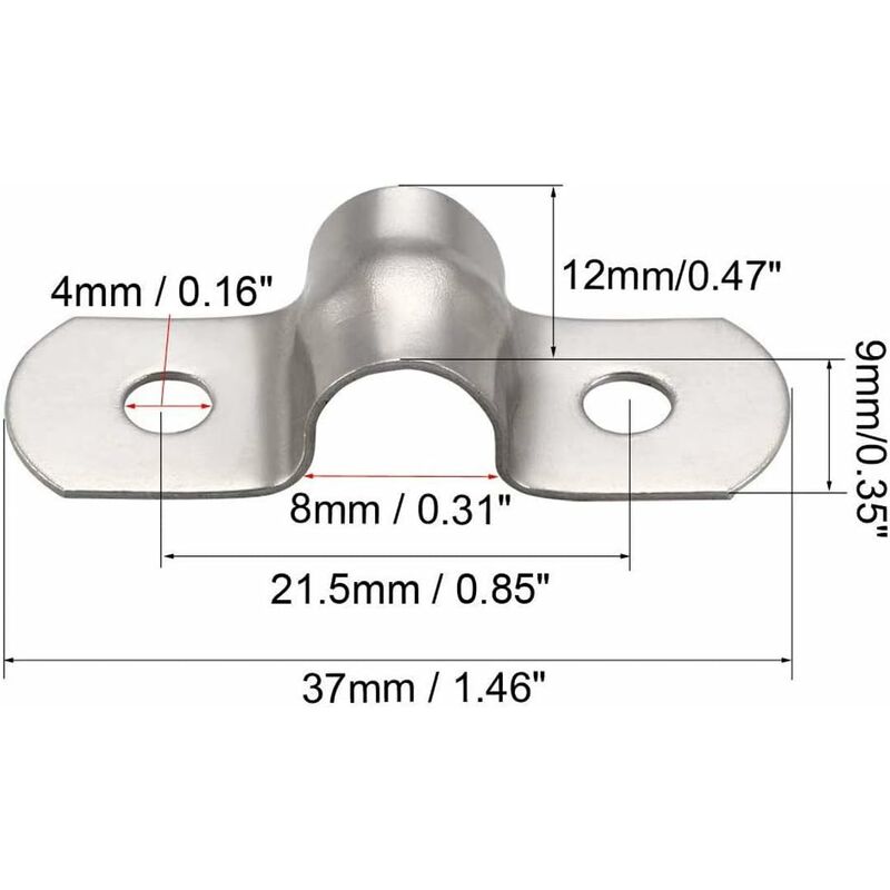 50 pcs 8Mm U-Tube 304 Stainless Steel Pipe Clamps Rigid Pipe Clamps U-Clamps For Pipe Fixing โ image 4