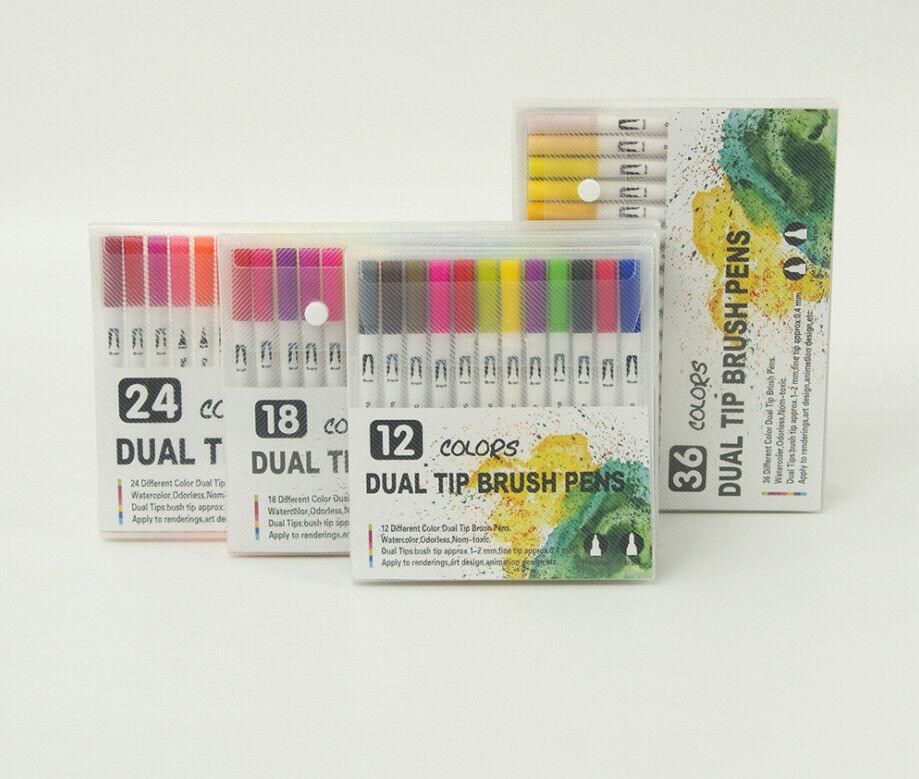 12-120 Watercolor Brush Pen Set Artist Sketch Marker - Black-36 Colours — image 6
