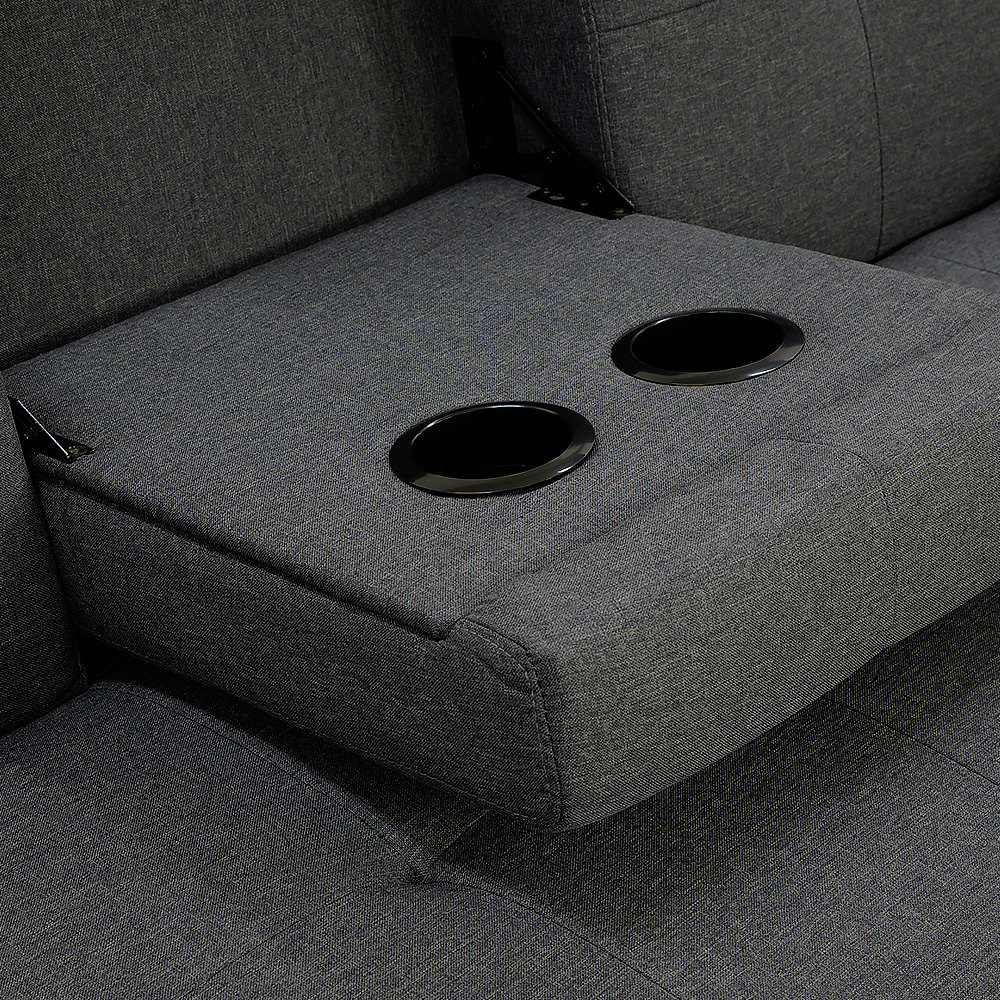 Sarantino Rochester Linen Fabric Sofa Bed Lounge Couch Futon Furniture Suite - Dark Grey โ image 6
