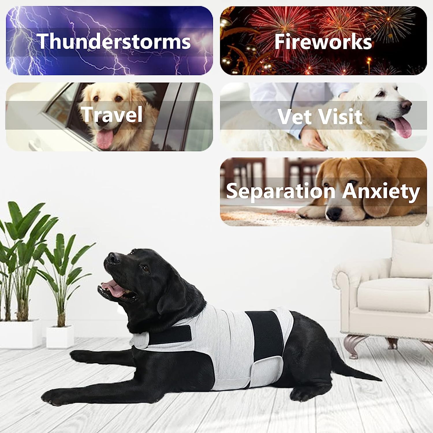 Dog Jacket, Skin-Friendly Dog Calming Vest - Dog Shirt for Thunder, Fireworks and Separation - Keep Pet Calm Without Medicine & Training, Anti Anxiety Vest for — image 4