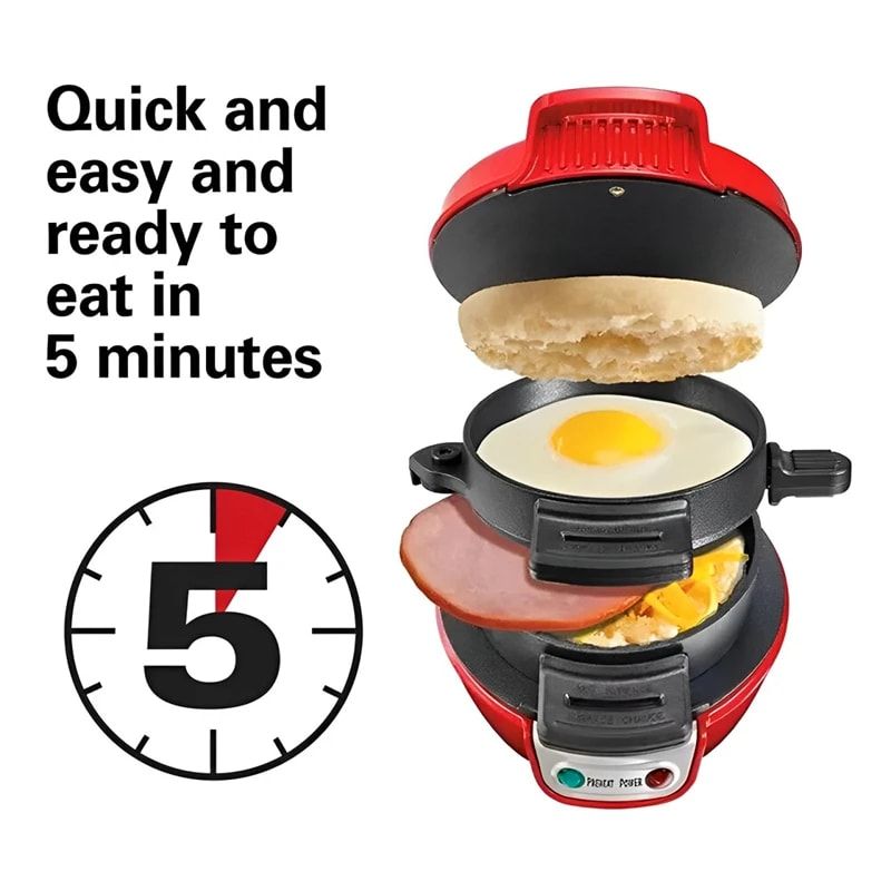 Electric Burger & Sandwich Maker for Home, Non-Stick Dual Heating Plates, Quick Breakfast Grill for Ham, Egg, and Toast, Compact Lightweight Design — image 5