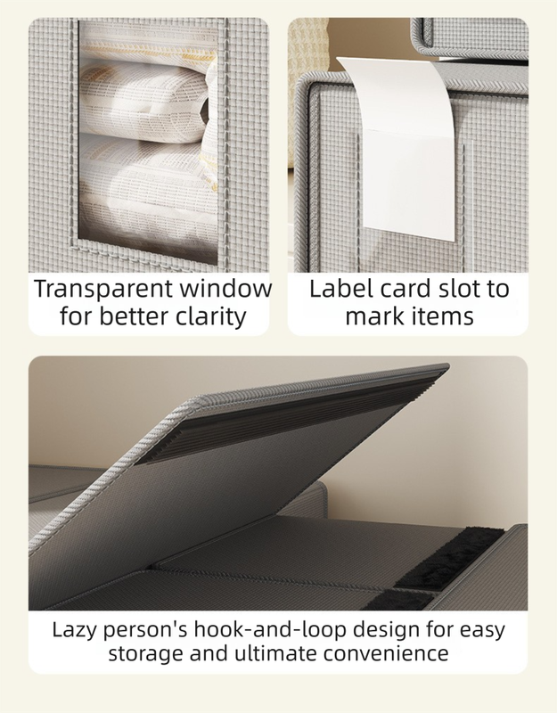 2-Pack White Foldable Bedding Storage Box with Zipper & PU Leather Handle - Wardrobe Drawer Closet Organizer for Duvet Covers & Clothing (38x32x12CM) โ image 5