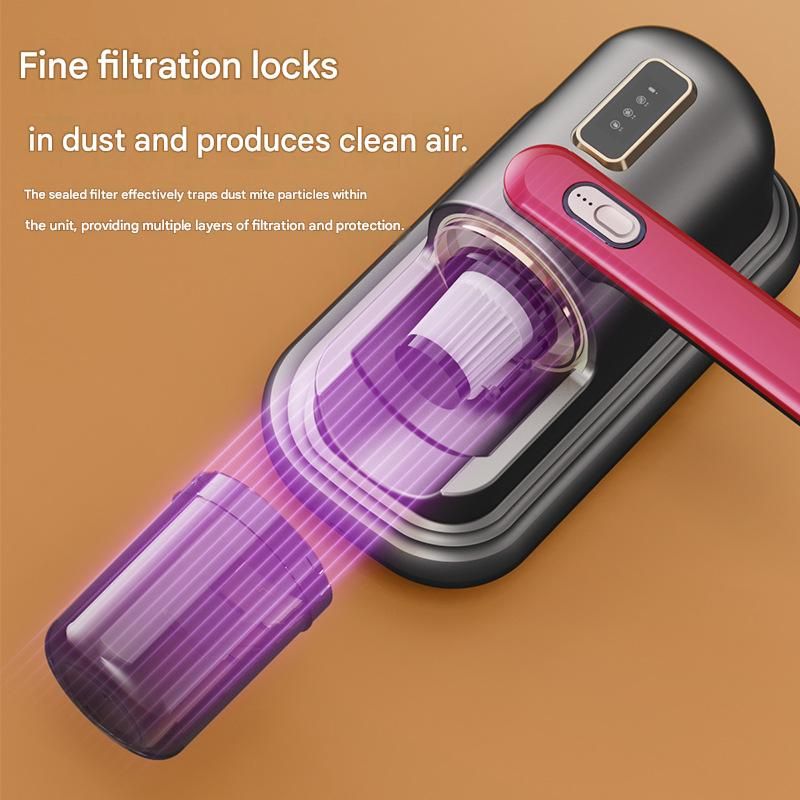 Blue-violet Wireless Mite Vacuum Cleaner with UV Light - High Suction Handheld Bed Dust Mite Remover — image 3
