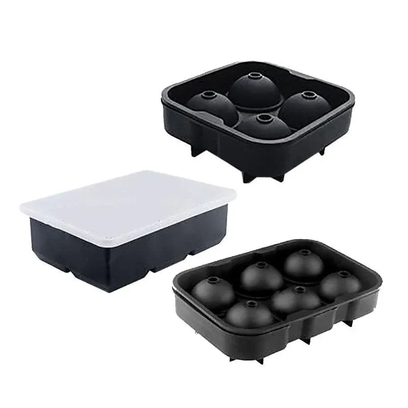Large Ice Cube Tray Ball Maker Big Silicone Mold Sphere Whiskey Round Mould - Square 6 grid — image 3