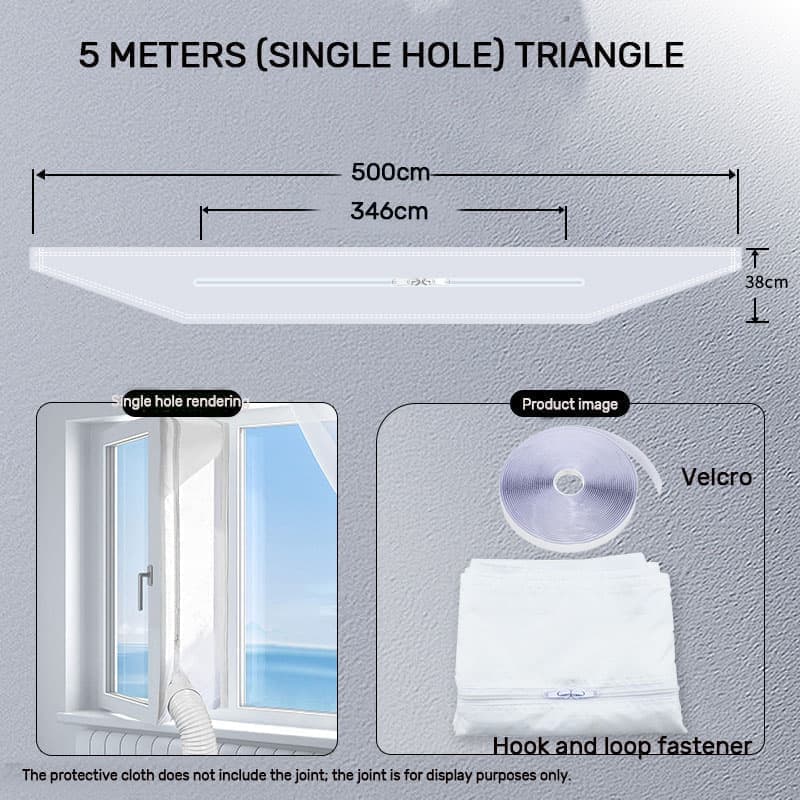 Window Seal for Portable AC, 500 x 38cm, Sealing Cloth with Zipper and Tape, Compatible with All Mobile Air Conditioners — image 2
