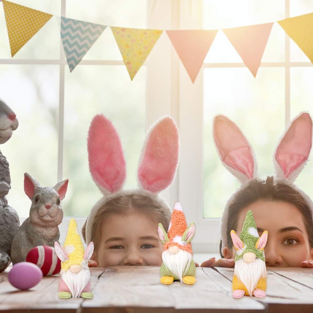 Easter & Valentines Day Bunny Gnome Plush Doll Decoration,Handmade Plush Gnomes Dwarf Dolls for Spring Easter Holiday Party — image 3