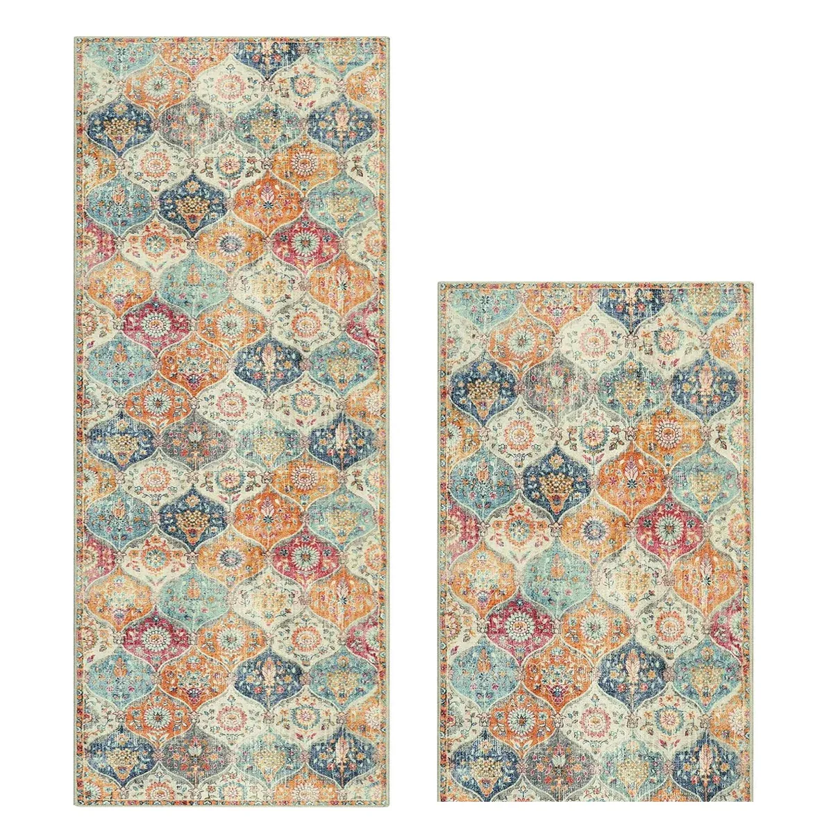 Household Floor Mats 2 Piece Set Non Slip Water Absorbent Dust-Proof Floor Mat - Pattern