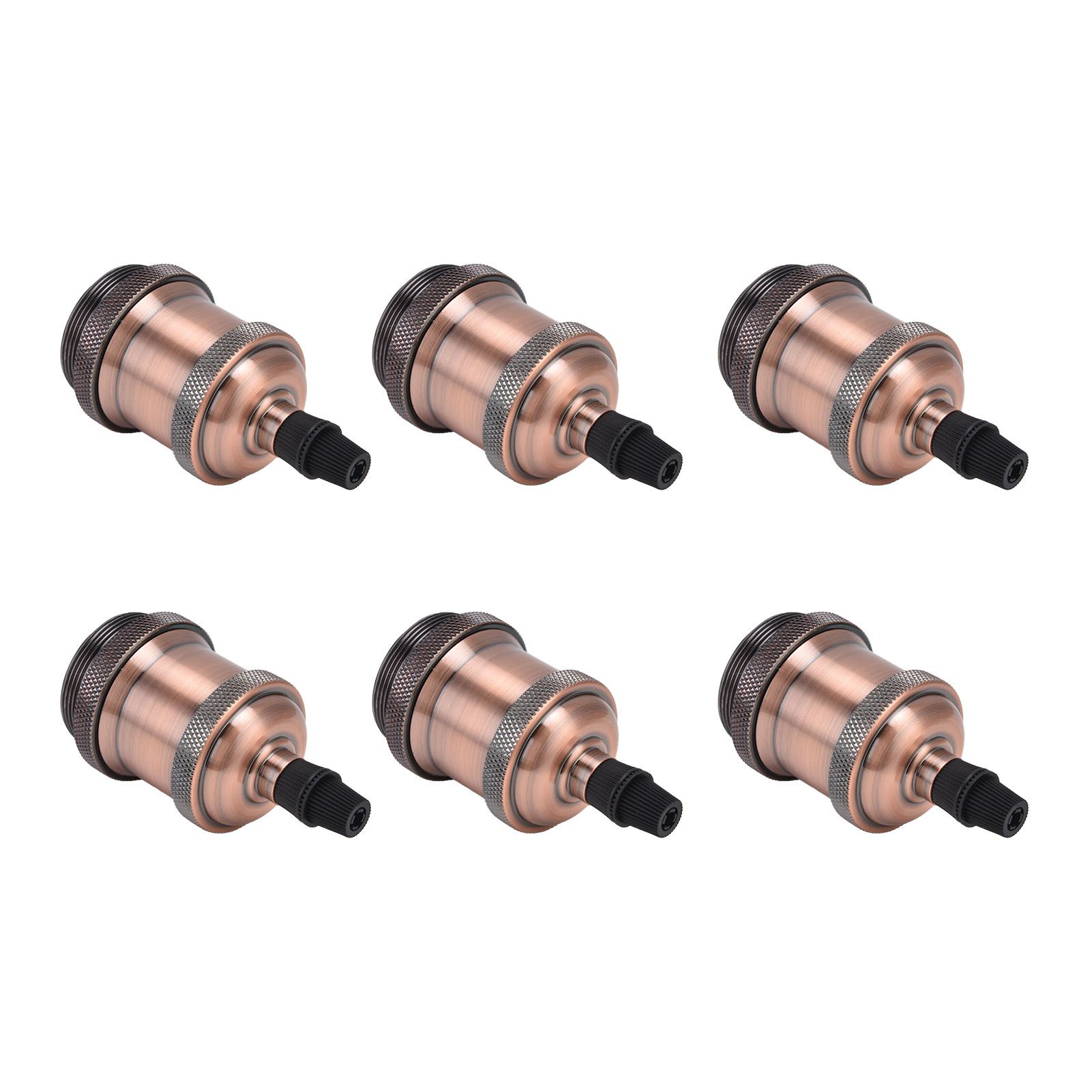 6 Pcs Lamp Holder Metal E26 E27 Screw Retro Lighting Base Accessories with Ground Aluminum ShellRed Bronze โ image 2