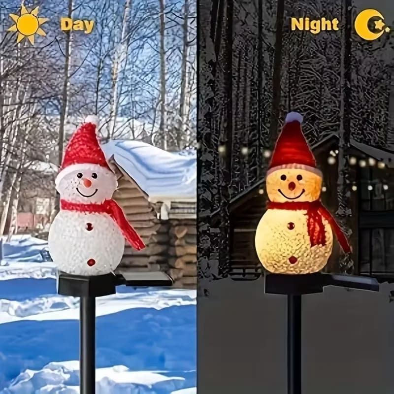 Charming Solar Snowman Stake Lights with Warm Glow, Auto On/Off, and Colorful Hat & Scarf Designs – Waterproof Outdoor Decoration for Garden — image 5