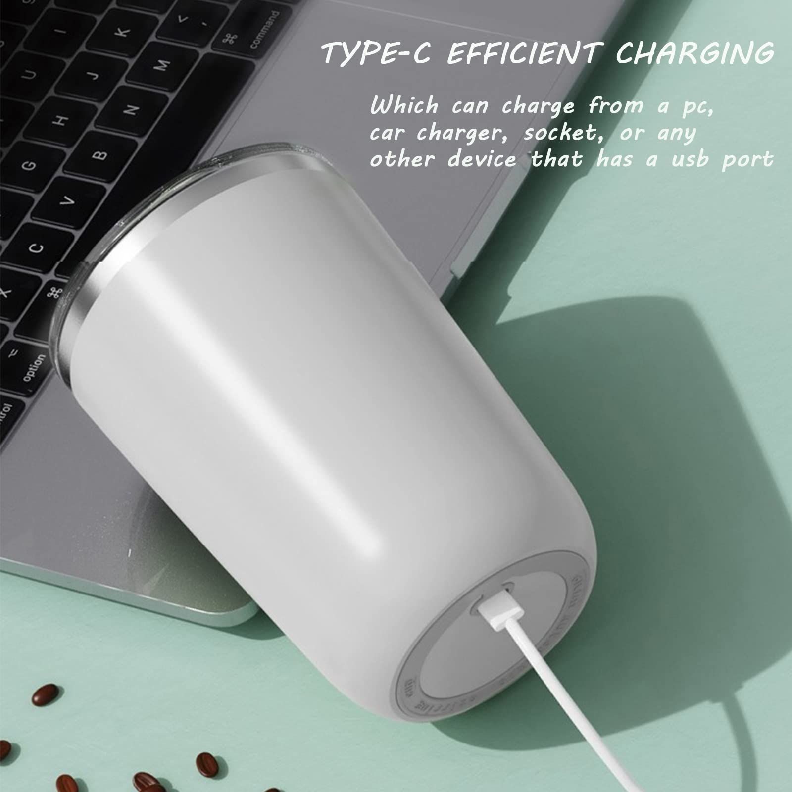 Self Stirring Mug, Electric Mixing Cup Magnetic Stirring Cup Rechargeable Auto Magnetic Mug Self Stirring Coffee Mug (White) โ image 4