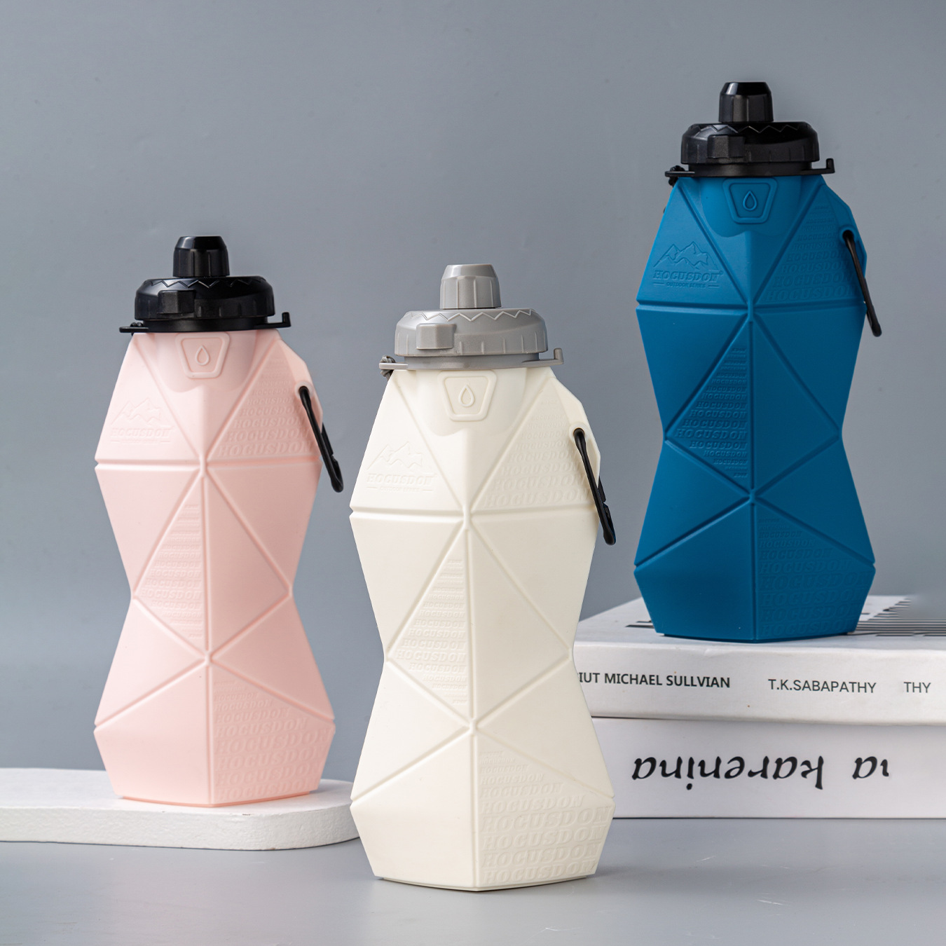 Pink and Black Cup Lid Ultimate Foldable Silicone Water Bottle - Lightweight Leakproof Travel & Sports Hydration - 700ml — image 2
