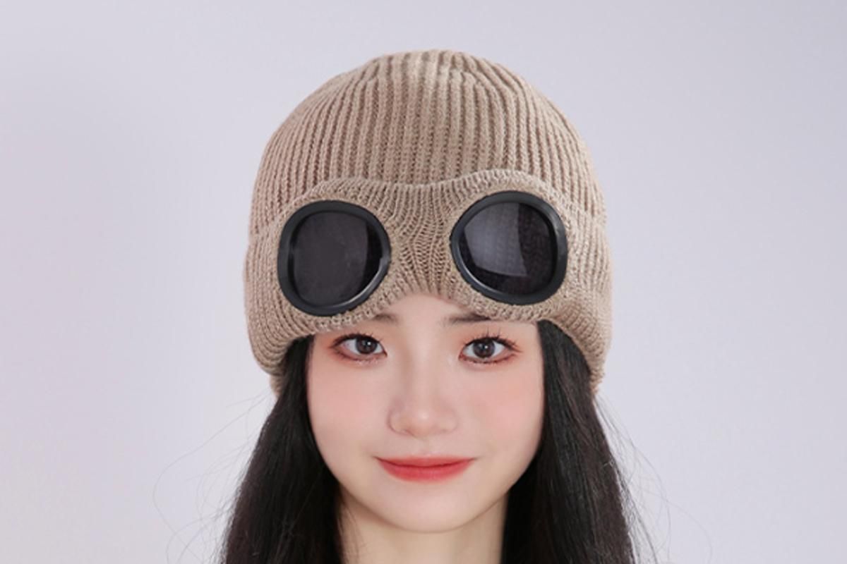 Winter Ski Hat with Goggles - Thermal Knit Beanie for Men & Women - Khaki โ image 4