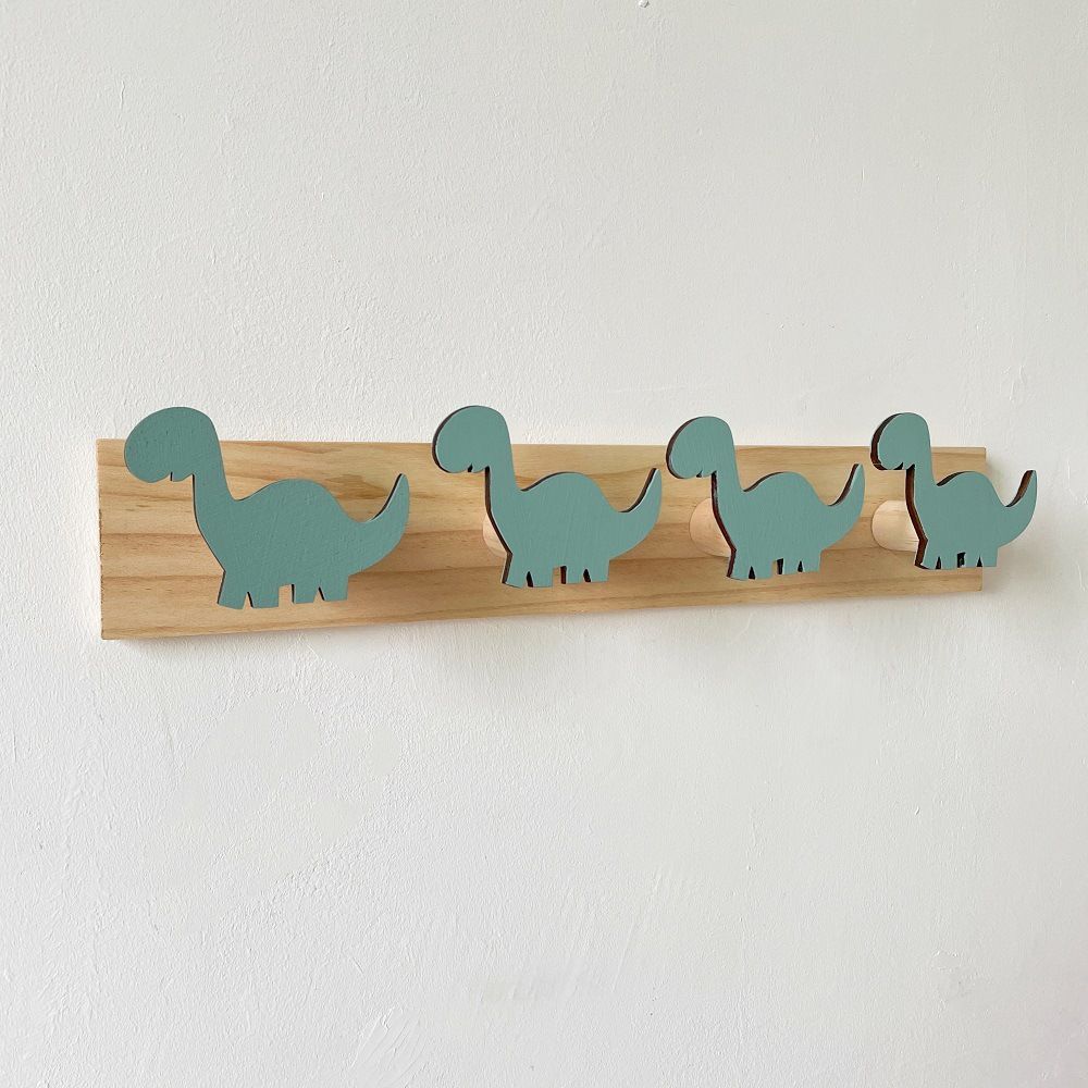 Dinosaur Wall Hooks Wall-Mounted Coat Hooks Hat Rack with 5 Cute Dinosaur Hooks Decorative Animal Utility Hook Hanging Hook — image 4