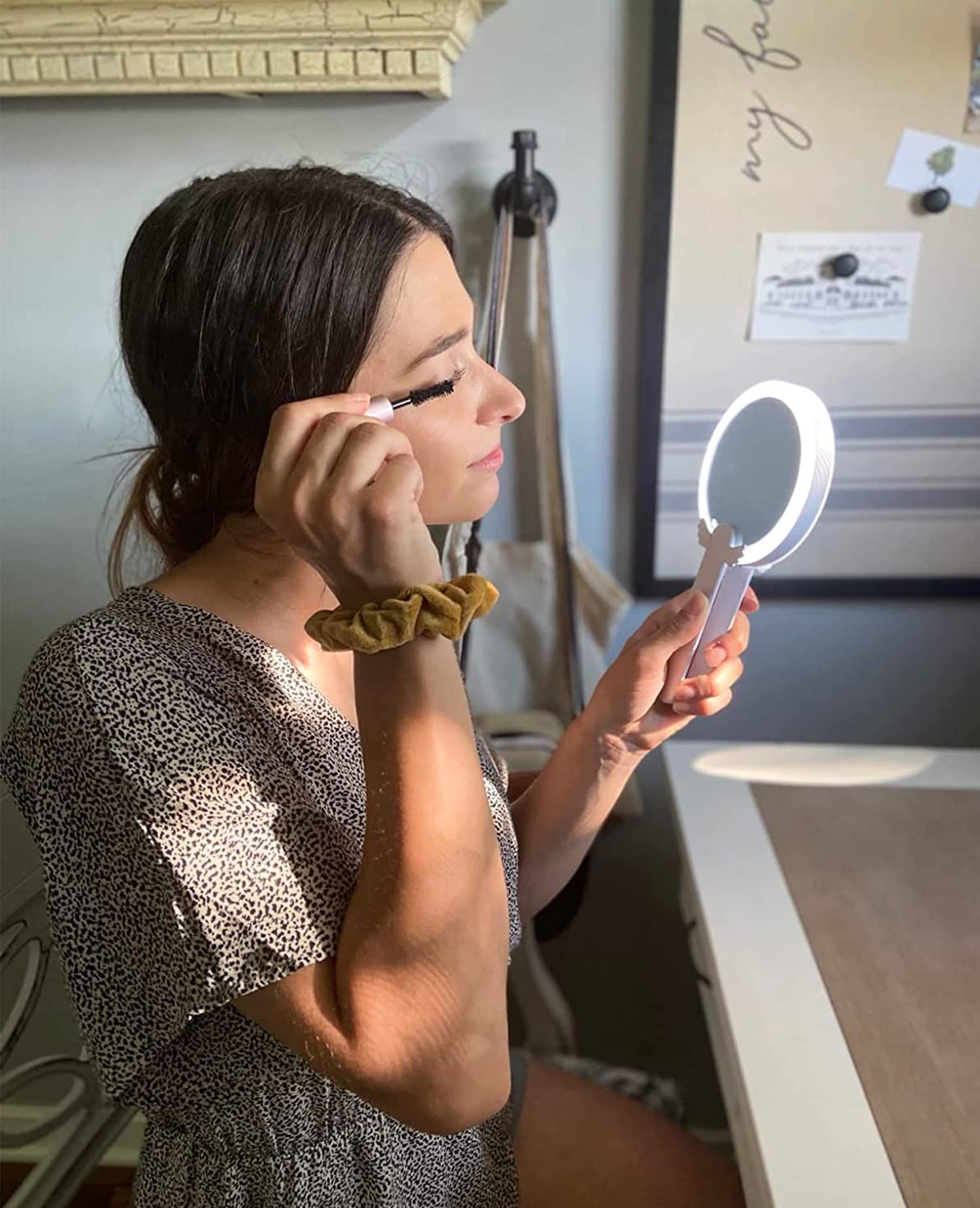 Handheld Mirror with Lights with Swivel Handle, Compact, Pocket, Purse, Folding, with USB Charging — image 2