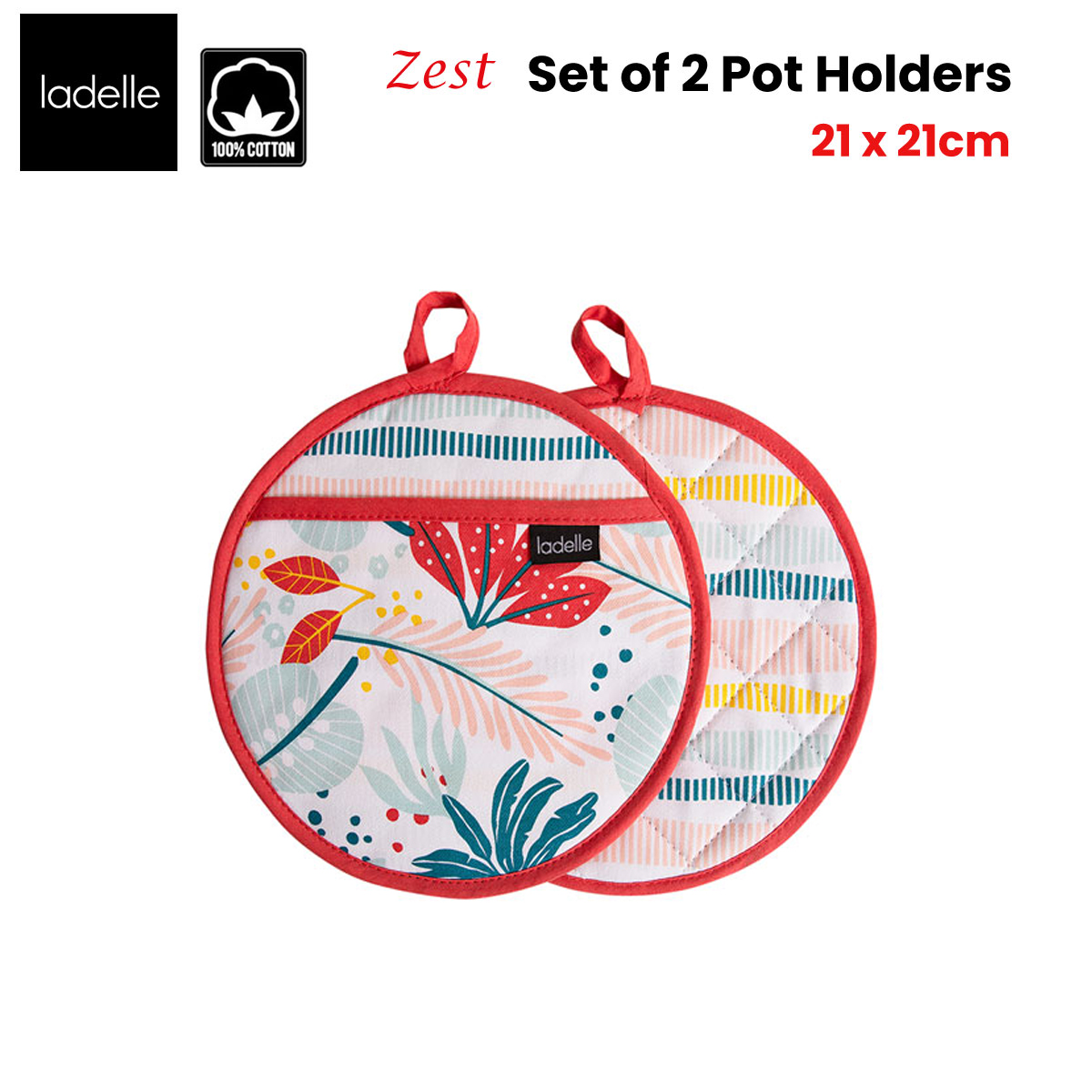Ladelle Zest Set of 2 Pot Holders 21 × 21 cm — image 2