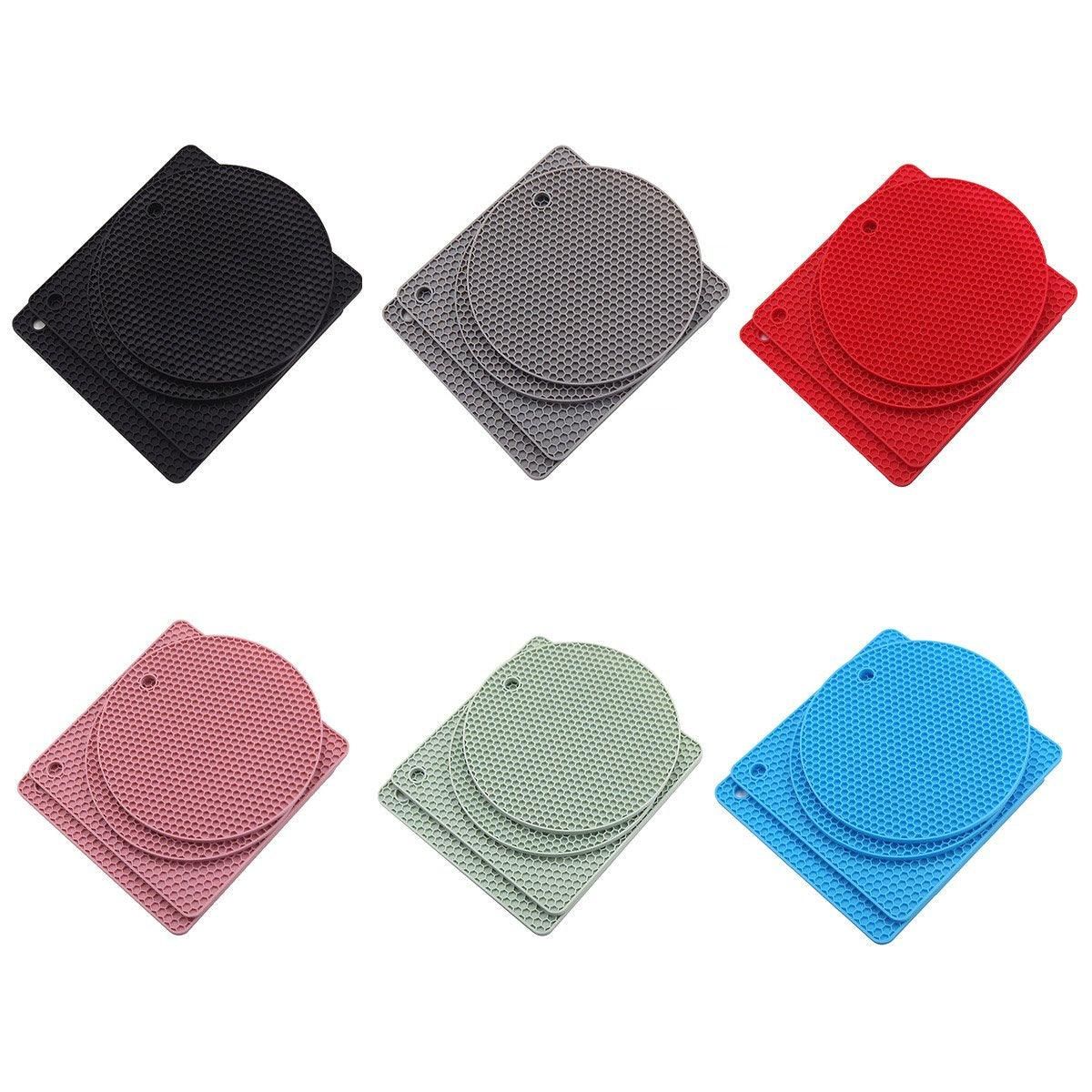4pcs Silicone Honeycomb Heat Resistant Mats Table Cup Pot Coasters Home Kitchen - Green — image 3